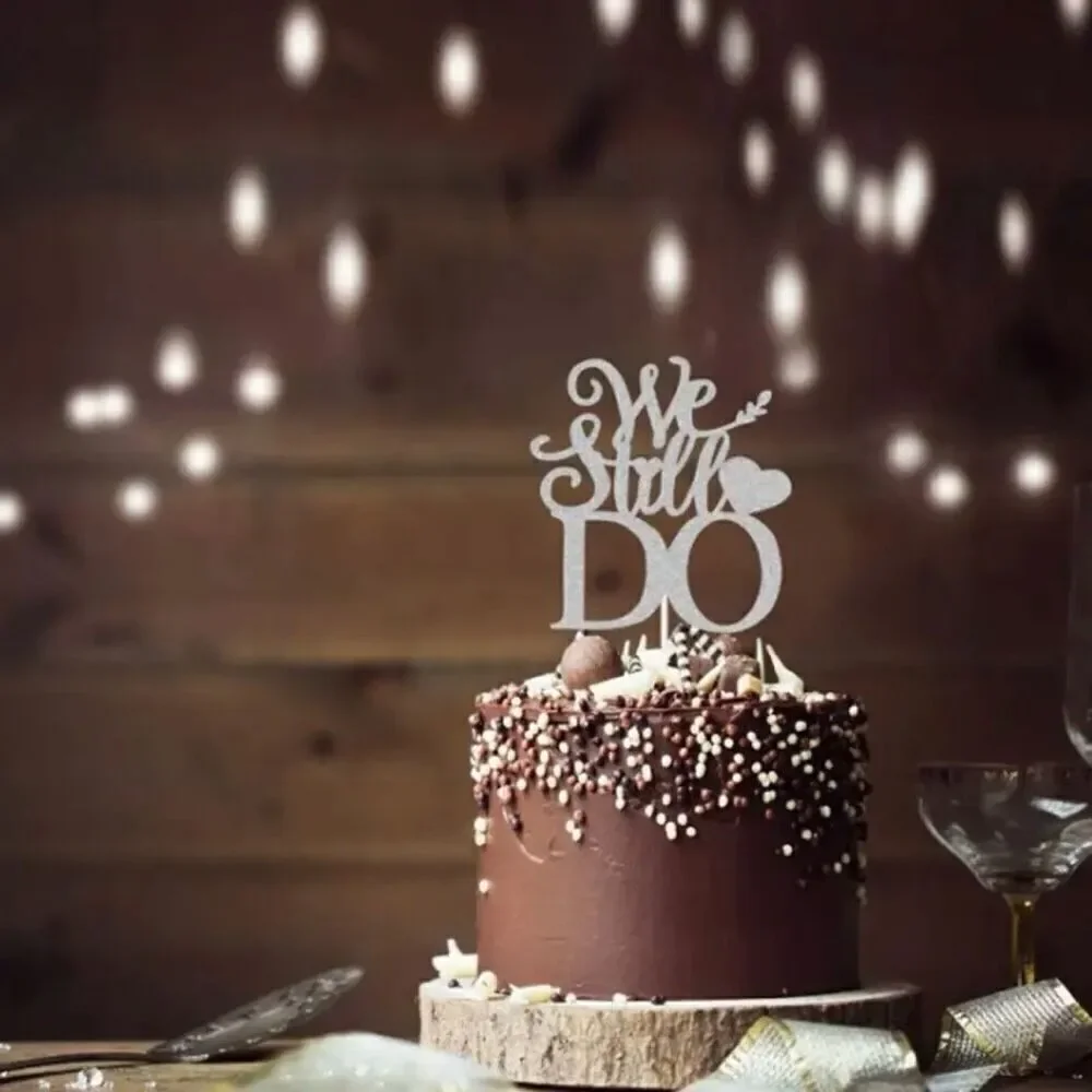 NWT Gorgeous We Still Do Anniversary Silver Cake Topper Centerpiece Vow Renewall